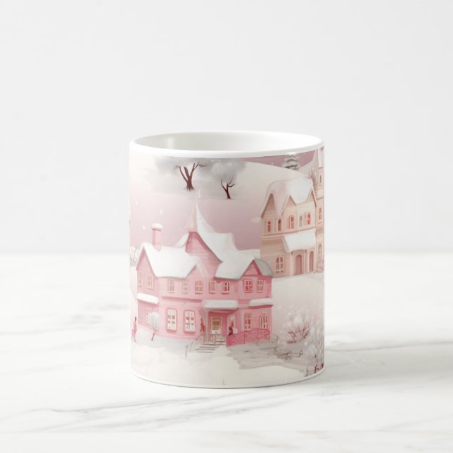 Taza De Café Vintage Winter Snowy Village Scenery (Centro)