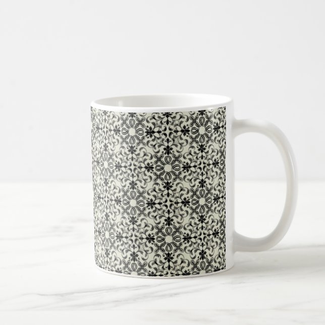 Taza De Café Vintance Damask Mug, Gris (Derecha)