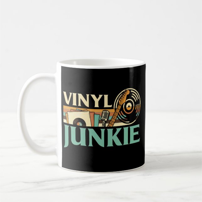 Taza De Café Vinyl Junkie LP Records DJ Turntable Music Collect (Izquierda)