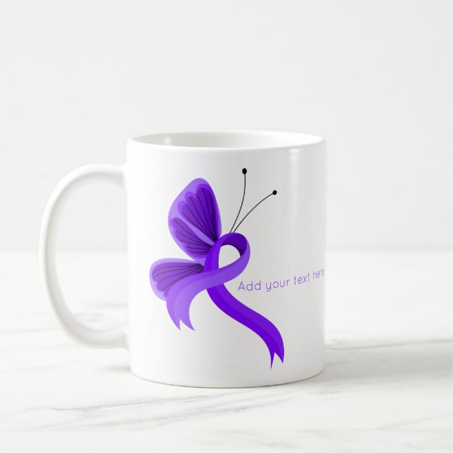 Taza De Café Violet Awareness Ribbon Butterfly Coffee Mug (Izquierda)