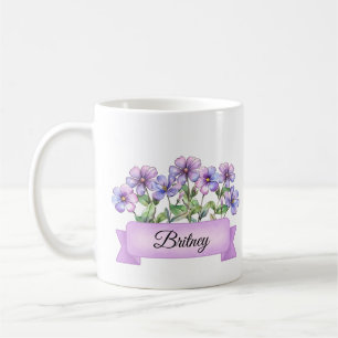 Taza De Café Violet, Personalizado de las flores de nacimiento 