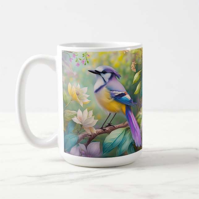 Taza De Café Violet Tufted Jay Fantasy Bird (Izquierda)