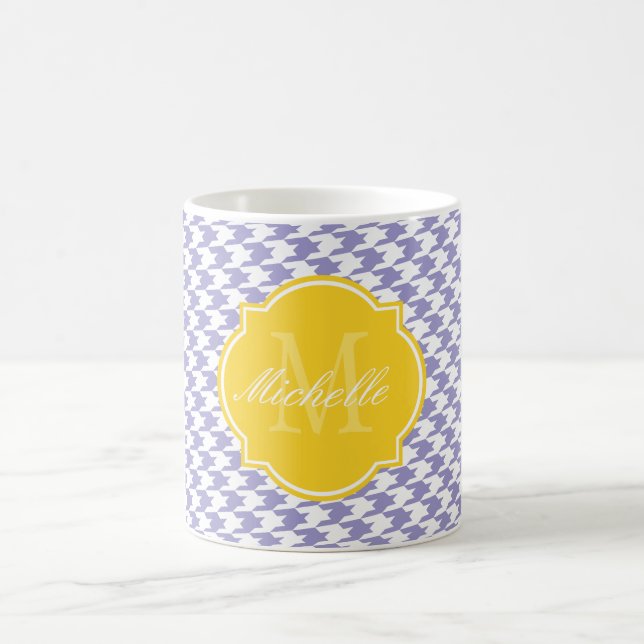 Taza De Café Violet Tulip Houndstoth Monogram Mug (Centro)