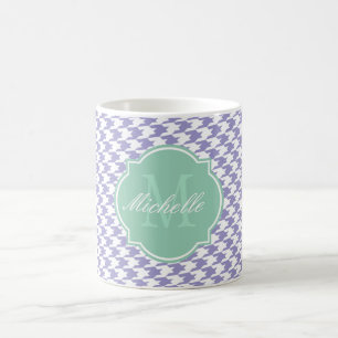 Taza De Café Violet Tulip Houndstoth Monogram Mug