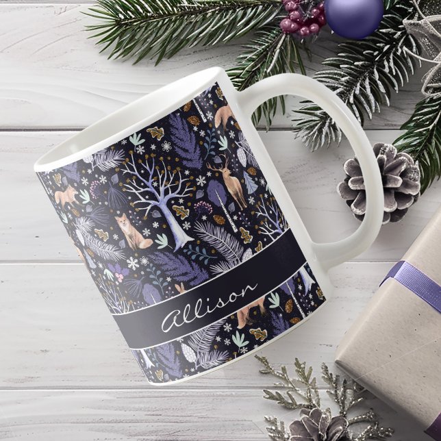 Taza De Café Violeta de bosque de invierno/ID de oro785 (Subido por el creador)
