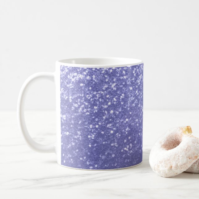 Taza De Café Violeta de lavanda chispeando purpurina (Con donut)