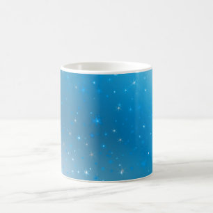 Taza de café violeta y de plata azul brillante de