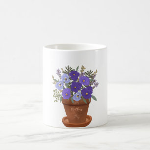 Taza De Café Violetas púrpuras en una maceta – Flores para el D