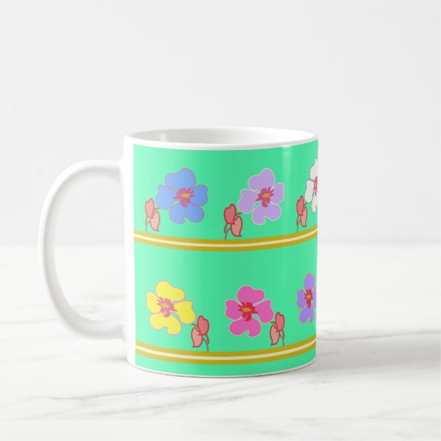 Taza De Café violets left&right mint green (Izquierda)