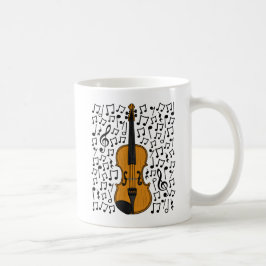 Taza De Café Violín con notas musicales, profesor de música vio
