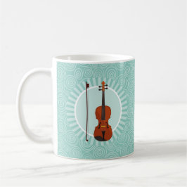 Taza De Café Violin Fun Turquoise Swirl Music