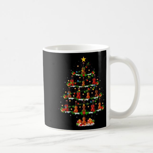 Taza De Café Violin Music Lover Xmas Lighting Violin Christmas  (Derecha)