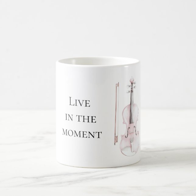 Taza De Café Violín Rubor Rosa (Centro)