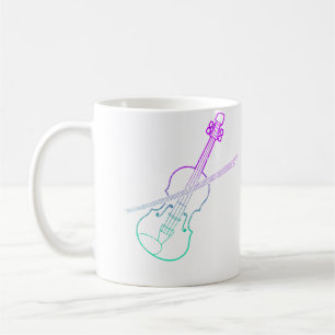 Taza De Café Violinista Colorido Orquesta de Música Clásica Vio