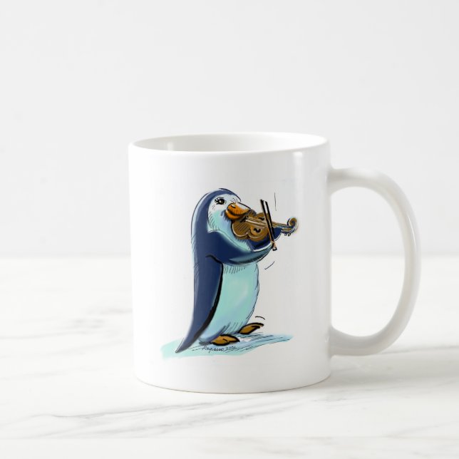 Taza De Café Violinista del pingüino (Derecha)