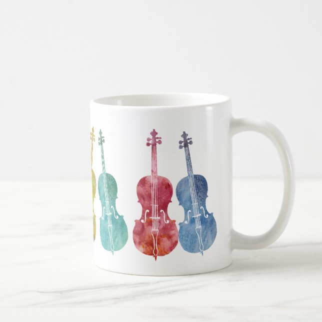Taza De Café Violoncelos multicolores (Derecha)