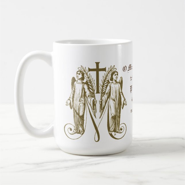 Taza De Café Virgen Católica María cruza ángeles rezando religi (Izquierda)