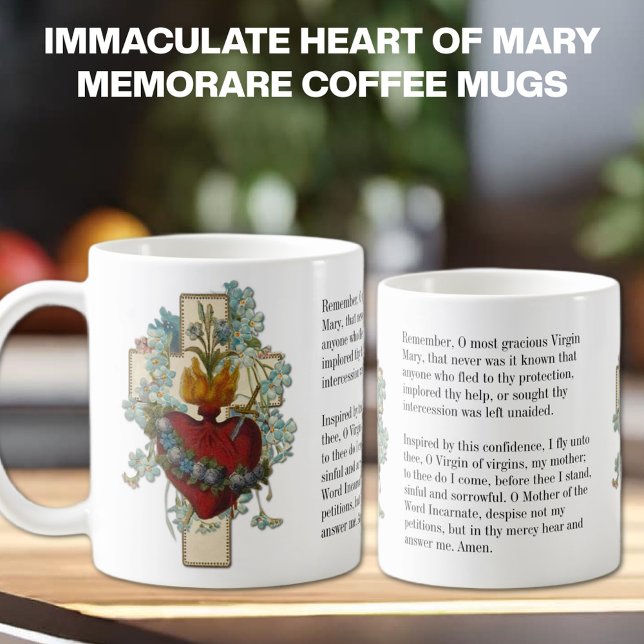 Taza De Café Virgen Católica María Oración de Memorare Religios (IMMACULATE HEART OF MARY MEMORARE PRAYER COFFEE MUGS)
