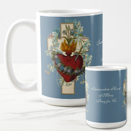 Taza De Café Virgen cruzada María Inmaculado Corazón Religioso