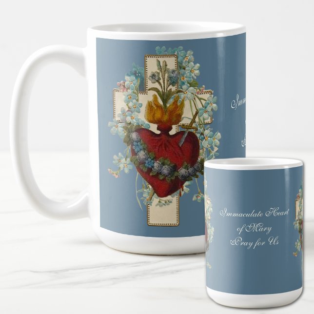 Taza De Café Virgen cruzada María Inmaculado Corazón Religioso (CATHOLIC IMMACULATE HEART OF MARY COFFEE MUGS)