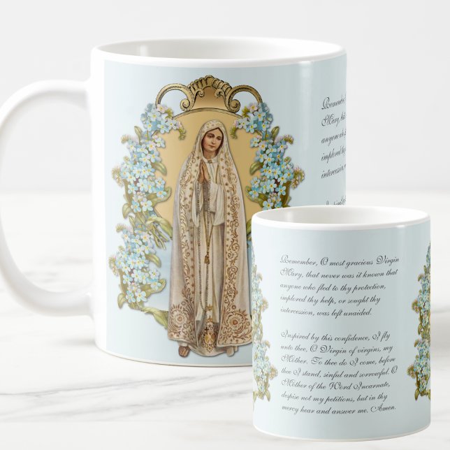 Taza De Café Virgen María Floral Dama Religiosa De Fátima (Subido por el creador)
