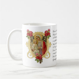 Taza De Café Virgen María Floral Jesús Memorare Oración