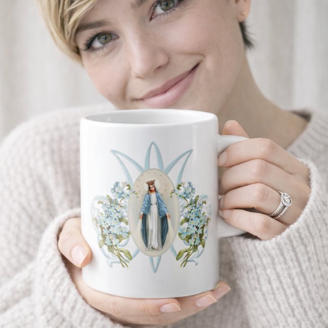 Taza De Café Virgen María Floral Memorare    OraciónCof (Subido por el creador)