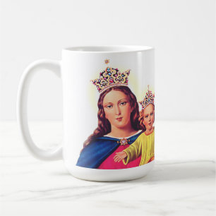 Taza De Café Virgen María reina con Jesús