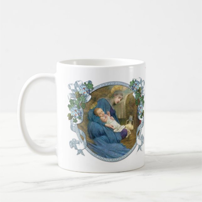 Taza De Café Virgen Religiosa María Durmiendo Niño Jesús  (Izquierda)
