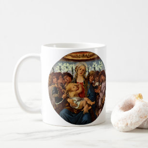 Taza De Café Virgen y Niño con ocho ángeles por Botticelli