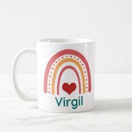 Taza De Café Virgil Nombre Vintage Boho Arcoiris