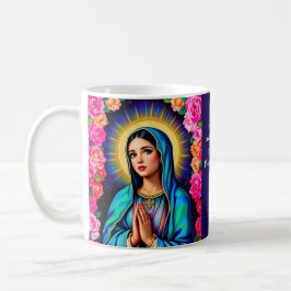 Taza De Café Virgin Mary Prayer Vibrant Floral Coffee