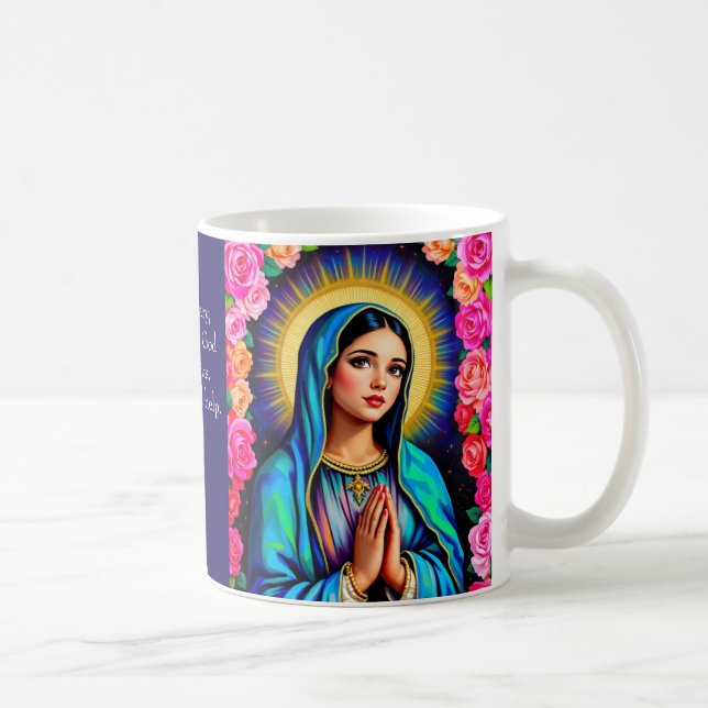 Taza De Café Virgin Mary Prayer Vibrant Floral Coffee (Derecha)