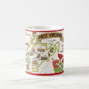 Taza De Café Virginia Occidental Vintage Ilustrada 