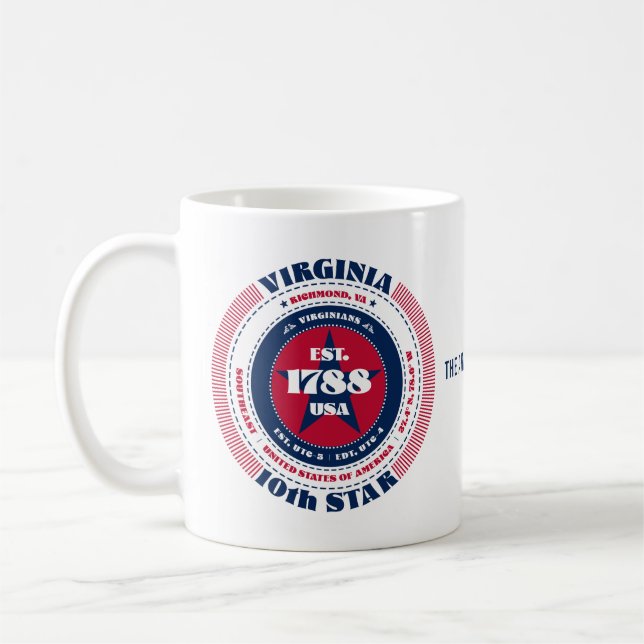 Taza De Café Virginia Patriotic Circular Monogram Mug (Izquierda)