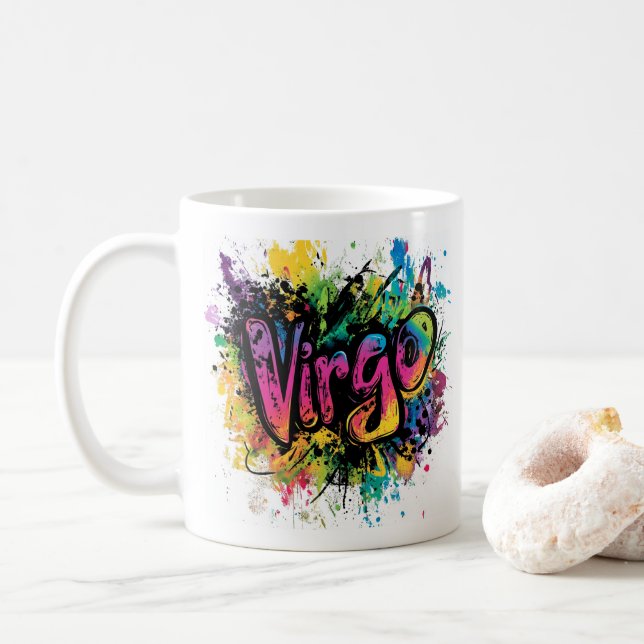 Taza De Café "Virgo del retroceso de los años 90: Splatter Pain (Con donut)