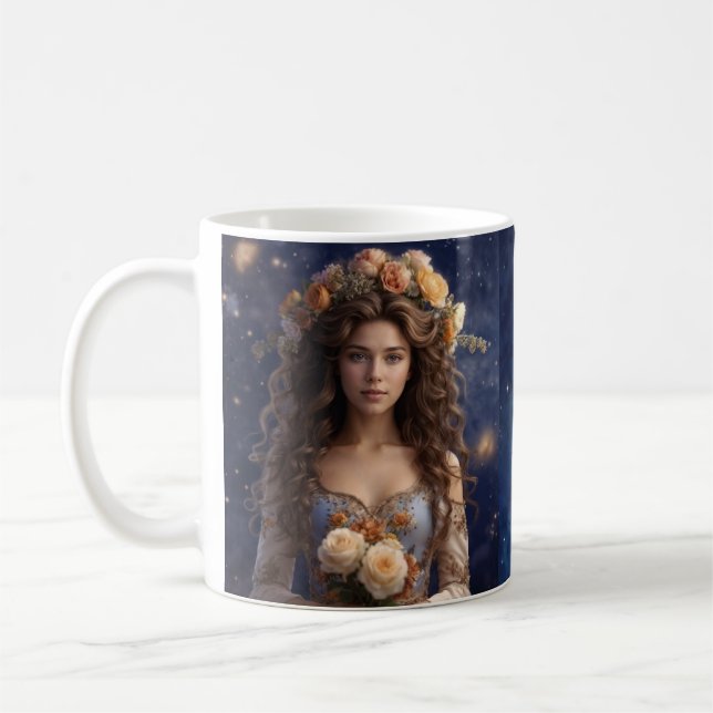 Taza De Café Virgo Femenino Astrológico Coffee Mug (Izquierda)
