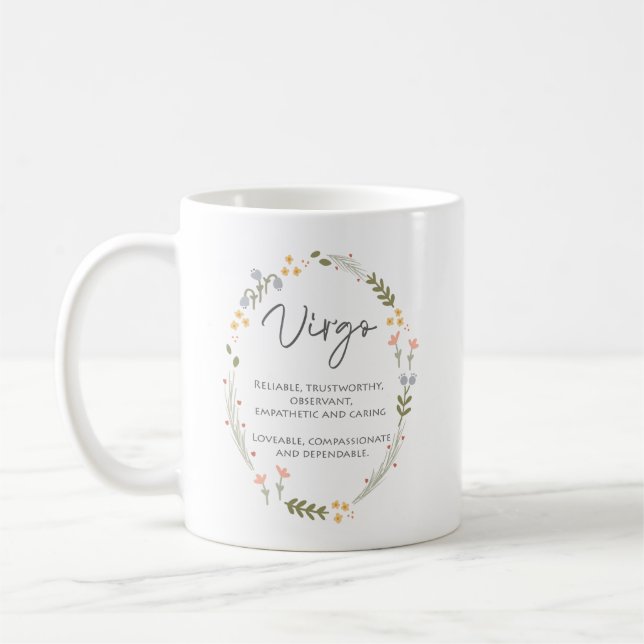 Taza De Café Virgo Gift Septiembre Cumpleaños Personalizado (Izquierda)