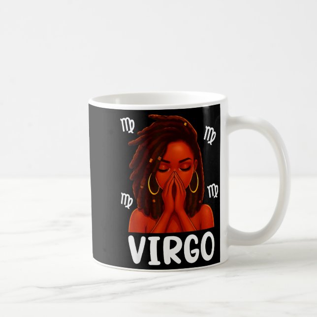 Taza De Café Virgo Loc'd Black Woman Pray Christian Zodiac Birt (Derecha)