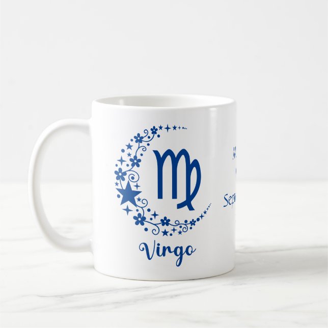 Taza De Café Virgo Zodiac Rótulo Astrología Cumpleaños Blanco A (Izquierda)