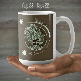 Taza De Café Virgo Zodiac Rótulo Astrología Mandala Verde Marró