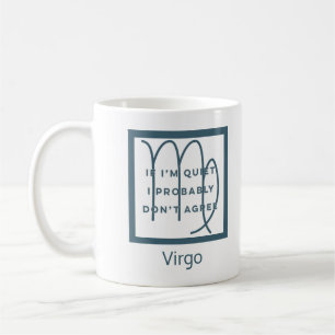 Taza De Café Virgo Zodiac Rótulo Fun Cita Azul y Blanco Cumplea