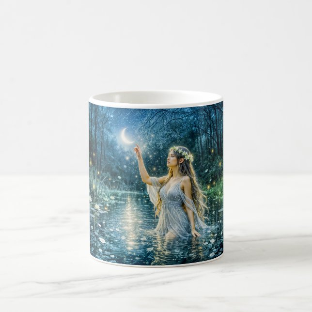Taza De Café Virgo Zodiac with Moonlit Maiden Holding a Glowing (Centro)