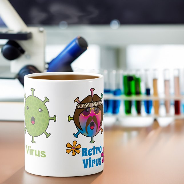 Taza De Café Virus y virus retro divertidos (Subido por el creador)