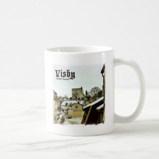 Taza De Café Visby, tejados de Gotland, Suecia con la frontera