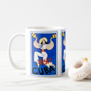 Taza De Café Visita La Habana, Cuba, Póster de viaje vintage Ma