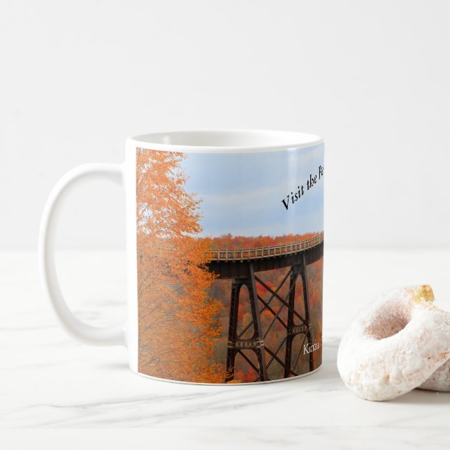 Taza De Café Visite el pintoresco puente Kinzua Souvenir de PA  (Con donut)
