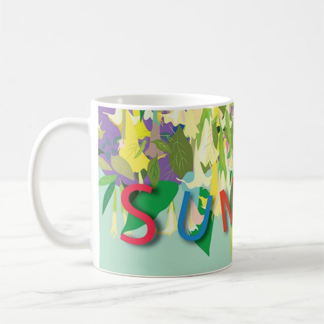 Taza De Café visor de flores tropicales de verano (Izquierda)