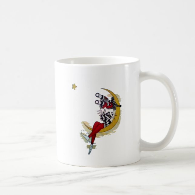 Taza De Café Vista cósmica: El elfo en la aventura lunar (Derecha)