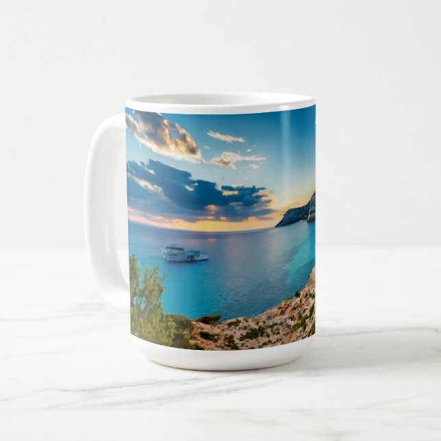 Taza De Café Vista costera de Palaiokastritsa, Corfú, Grecia (Anverso izquierdo)